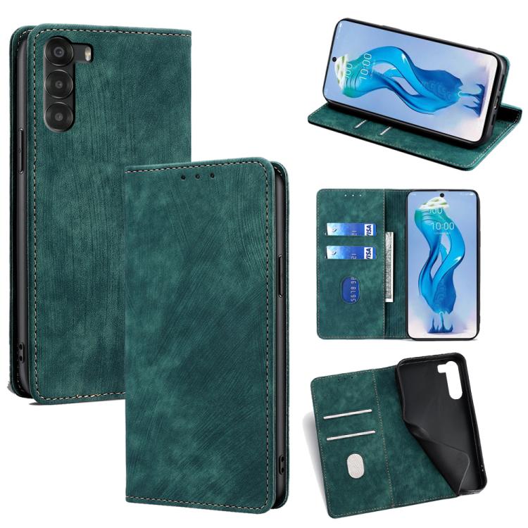 RFID Anti-theft Brush Magnetic Leather Phone Case, For ZTE Kantan Sumaho 4 A402ZT, For ZTE Blade A35e 4G, For ZTE nubia S 5G A403ZT, For ZTE nubia RedMagic 10 Pro