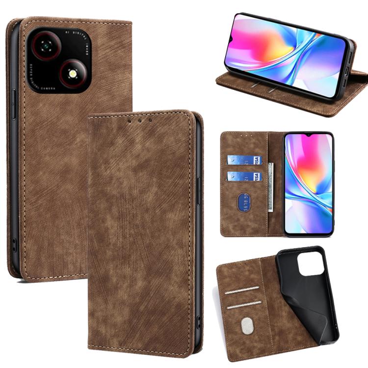 RFID Anti-theft Brush Magnetic Leather Phone Case, For ZTE Kantan Sumaho 4 A402ZT, For ZTE Blade A35e 4G, For ZTE nubia S 5G A403ZT, For ZTE nubia RedMagic 10 Pro