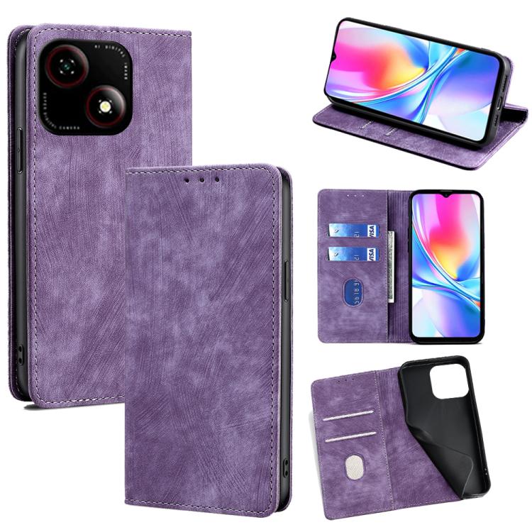 RFID Anti-theft Brush Magnetic Leather Phone Case, For ZTE Kantan Sumaho 4 A402ZT, For ZTE Blade A35e 4G, For ZTE nubia S 5G A403ZT, For ZTE nubia RedMagic 10 Pro