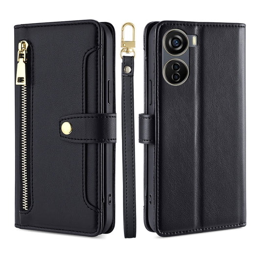 Sheep Texture Cross-body Zipper Wallet Leather Phone Case