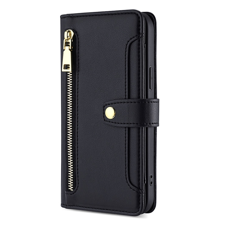 Sheep Texture Cross-body Zipper Wallet Leather Phone Case