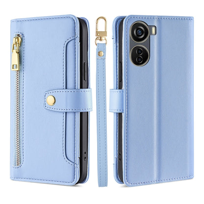 Sheep Texture Cross-body Zipper Wallet Leather Phone Case