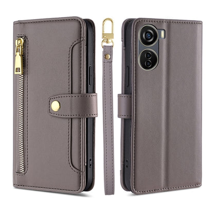 Sheep Texture Cross-body Zipper Wallet Leather Phone Case