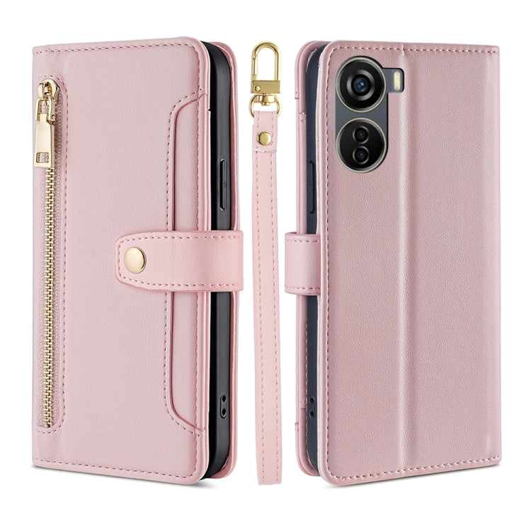 Sheep Texture Cross-body Zipper Wallet Leather Phone Case