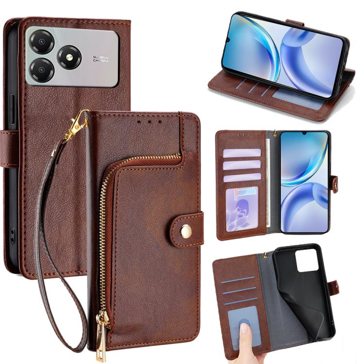 Zipper Bag Leather Phone Case, For ZTE nubia S2 504ZT, For ZTE nubia S2e / S2R / S2 Lite, For ZTE Blade A36 4G, For ZTE Blade A56 4G, For ZTE Kantan Sumaho 4 A402ZT, For ZTE Blade A35e 4G