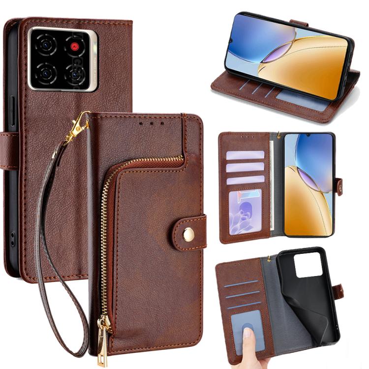 Zipper Bag Leather Phone Case, For ZTE nubia S2 504ZT, For ZTE nubia S2e / S2R / S2 Lite, For ZTE Blade A36 4G, For ZTE Blade A56 4G, For ZTE Kantan Sumaho 4 A402ZT, For ZTE Blade A35e 4G