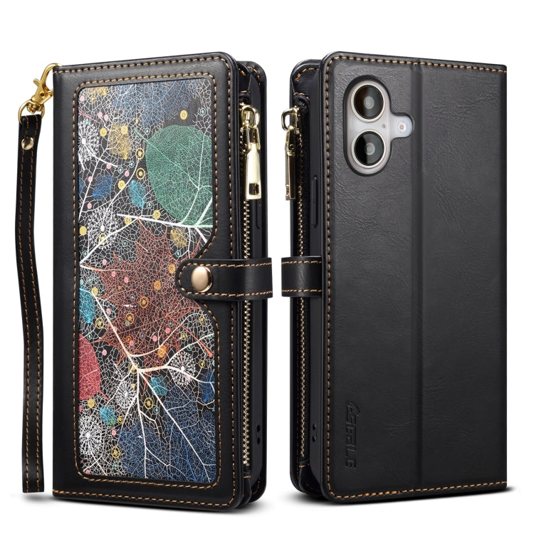 ESEBLE Star Series Lanyard Zipper Wallet RFID Leather Case, For iPhone 16e, For iPhone 16 Pro Max, For iPhone 16 Pro, For iPhone 16 Plus, For iPhone 16, For iPhone 15 Pro Max, For iPhone 15 Pro, For iPhone 15 Plus