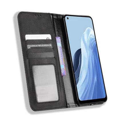 Magnetic Buckle Retro Texture Leather Phone Case, For OPPO Reno9 A / Reno7 A