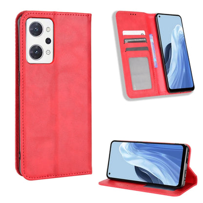 Magnetic Buckle Retro Texture Leather Phone Case, For OPPO Reno9 A / Reno7 A