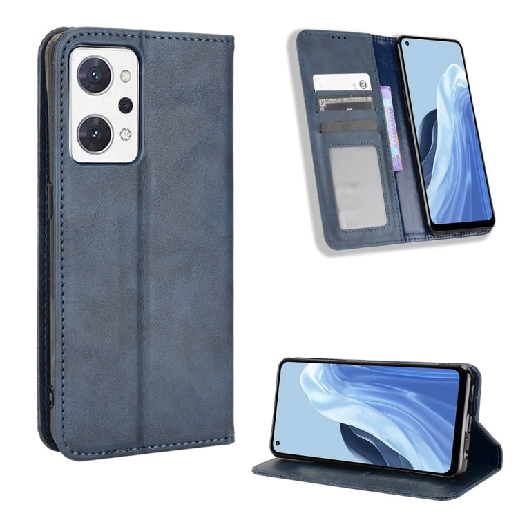 Magnetic Buckle Retro Texture Leather Phone Case, For OPPO Reno9 A / Reno7 A