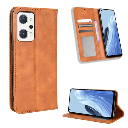 Magnetic Buckle Retro Texture Leather Phone Case, For OPPO Reno9 A / Reno7 A