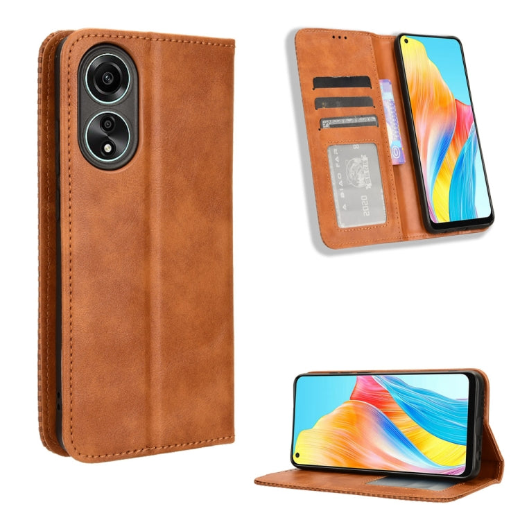 Magnetic Buckle Retro Texture Leather Phone Case, For OPPO A58 4G, For OPPO Reno10 Global, For OPPO A78 4G, For OPPO Find X8 Pro, For OPPO Reno9 A / Reno7 A