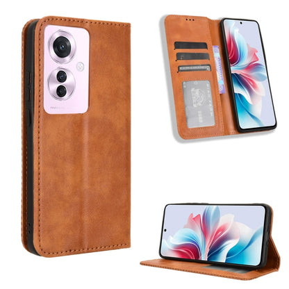 Magnetic Buckle Retro Texture Leather Phone Case, For OPPO A3x 5G India, For OPPO Reno12 F 5G, For OPPO Reno11 PJH110, For OPPO Reno12 Pro 5G Global, For OPPO Reno12 5G Global, For OPPO F27 Pro 5G / F27 Pro+ 5G