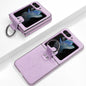 Electroplated Embossed Leather Phone Case with Ring, For Samsung Galaxy Z Flip5