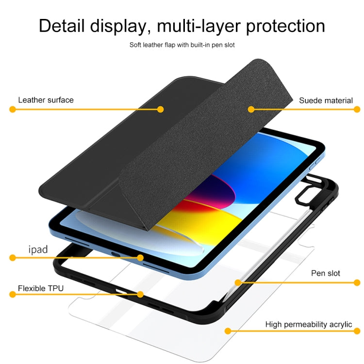 3-Fold Holder Armor Smart Leather Tablet Case, For iPad 10th Gen 10.9 2022