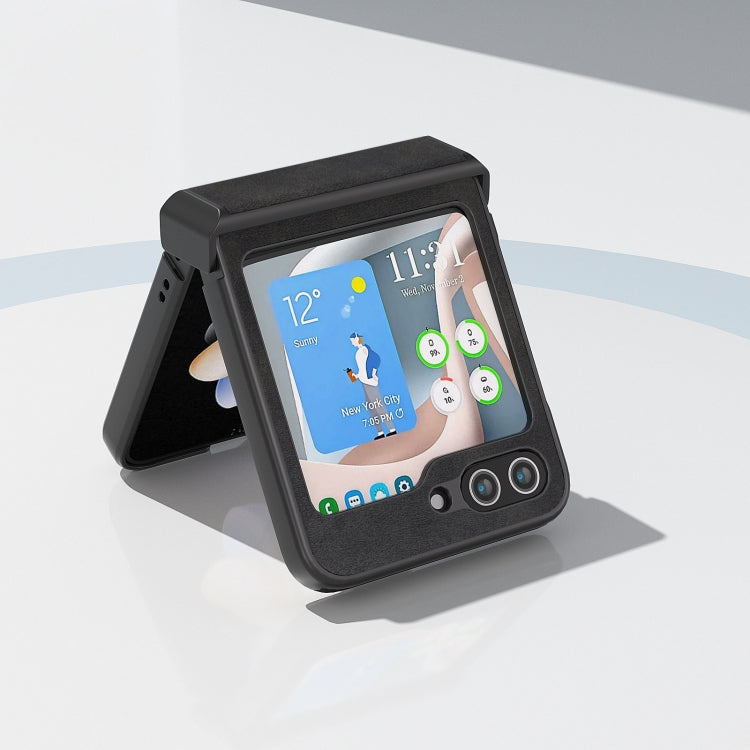 ABEEL Two-color Calf Texture PU Phone Case, For Samsung Galaxy Z Flip6 / Flip7 FE, For Samsung Galaxy Z Flip5