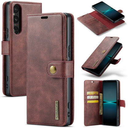 DG.MING Crazy Horse Texture Detachable Magnetic Leather Phone Case