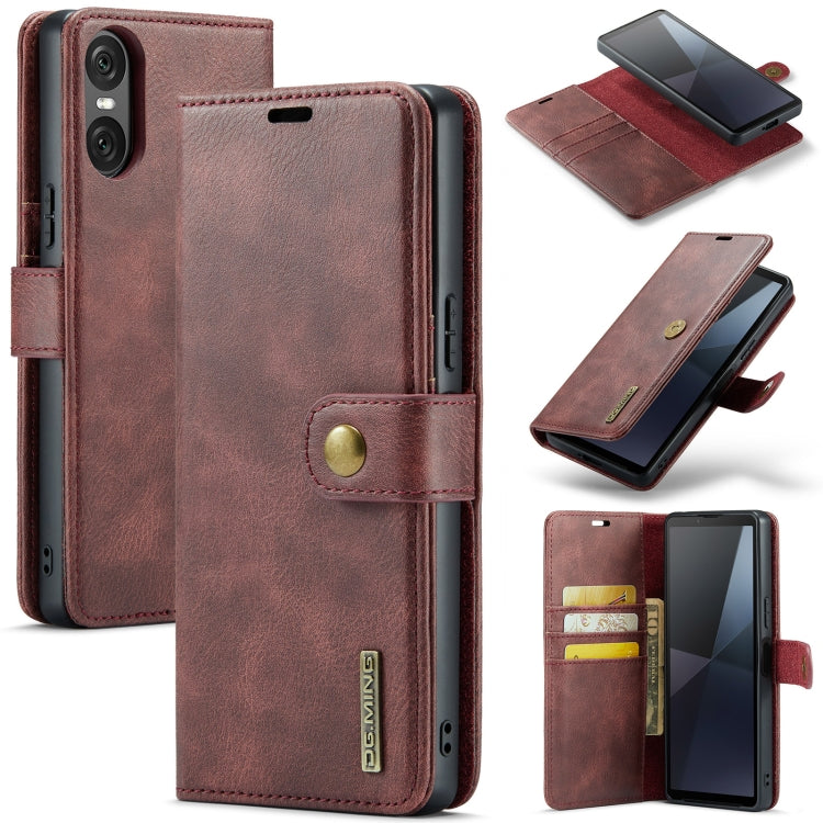 DG.MING Crazy Horse Texture Detachable Magnetic Leather Phone Case