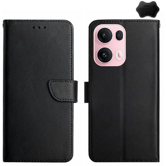 HT02 Genuine Leather Fingerprint-proof Flip Phone Case, For OPPO Reno13 Pro Global, For OPPO Reno13 Global, For OPPO Reno13 F 4G / 5G, For OPPO Reno12 F 5G Global, For OPPO Reno12 Pro 5G Global, For OPPO Reno12 5G Global, For OPPO A60 4G