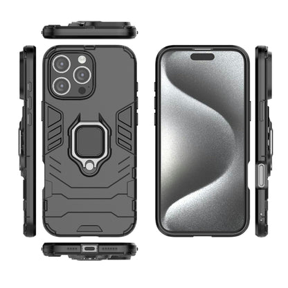 Shockproof PC + TPU Holder Phone Case, For iPhone 16 Pro Max, For iPhone 16 Pro, For iPhone 16 Plus, For iPhone 16, For iPhone 15 Pro Max, For iPhone 15 Pro, For iPhone 15 Plus, For iPhone 15