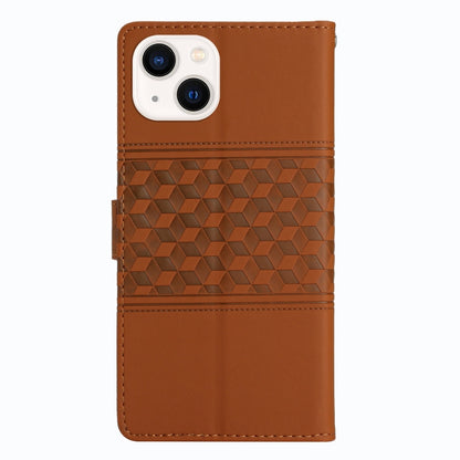 Diamond Embossed Skin Feel Leather Phone Case, For iPhone 15