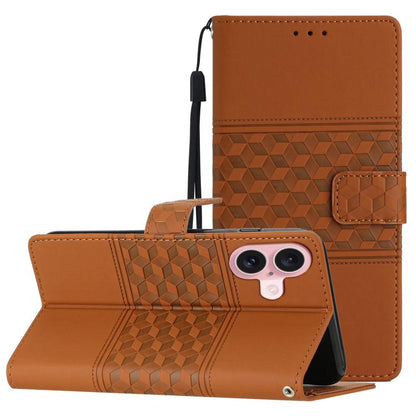 Diamond Embossed Skin Feel Leather Phone Case, For iPhone 16e / 17e, For iPhone 17 Pro Max, For iPhone 17 Pro, For iPhone 17