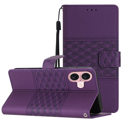 Diamond Embossed Skin Feel Leather Phone Case, For iPhone 16e / 17e, For iPhone 17 Pro Max, For iPhone 17 Pro, For iPhone 17