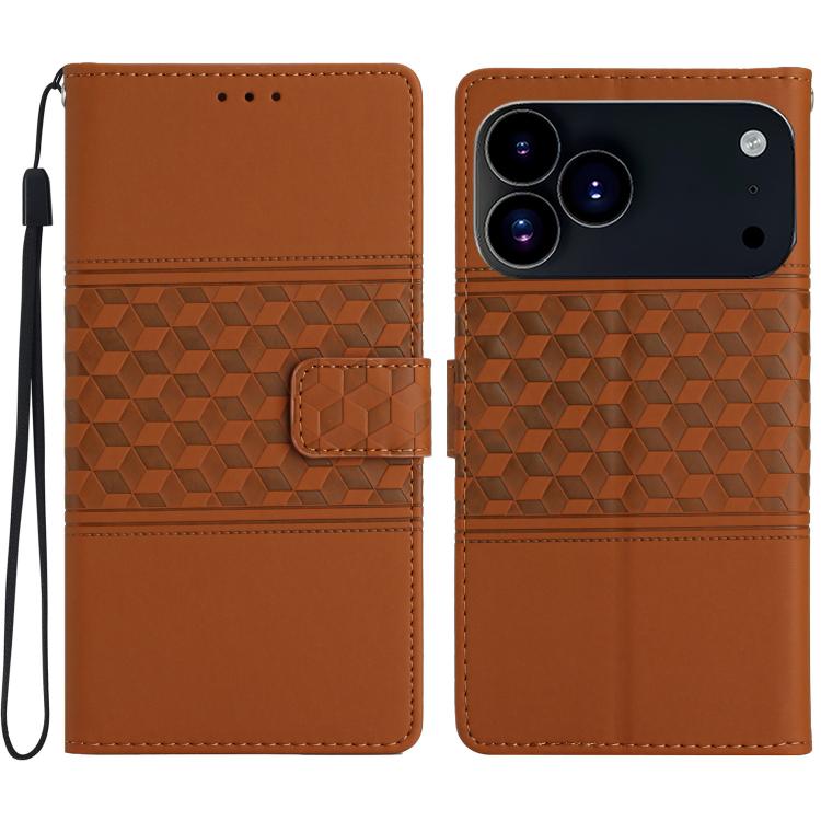 Diamond Embossed Skin Feel Leather Phone Case, For iPhone 16e / 17e, For iPhone 17 Pro Max, For iPhone 17 Pro, For iPhone 17