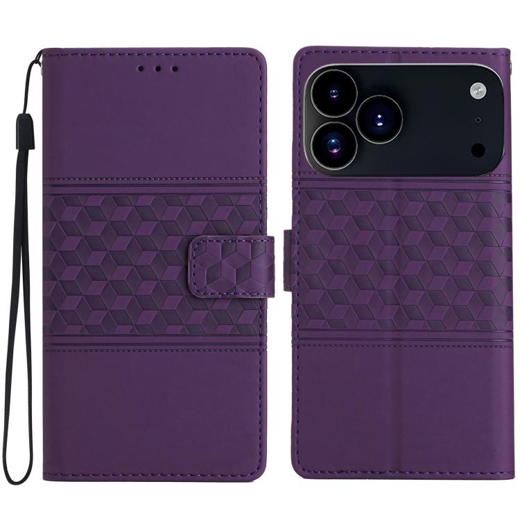 Diamond Embossed Skin Feel Leather Phone Case, For iPhone 16e / 17e, For iPhone 17 Pro Max, For iPhone 17 Pro, For iPhone 17