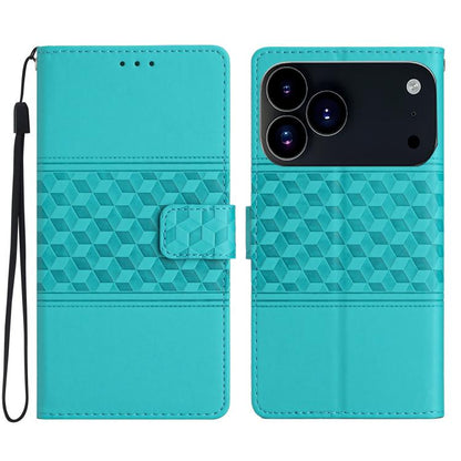 Diamond Embossed Skin Feel Leather Phone Case, For iPhone 16e / 17e, For iPhone 17 Pro Max, For iPhone 17 Pro, For iPhone 17