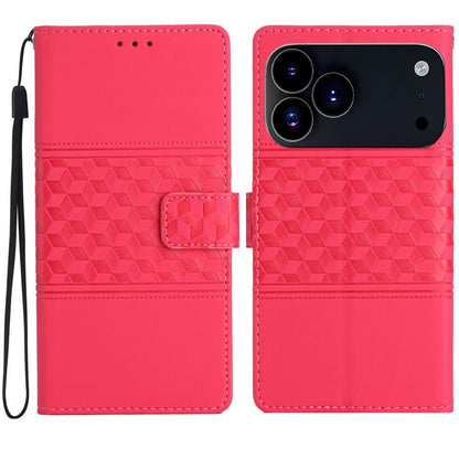 Diamond Embossed Skin Feel Leather Phone Case, For iPhone 16e / 17e, For iPhone 17 Pro Max, For iPhone 17 Pro, For iPhone 17