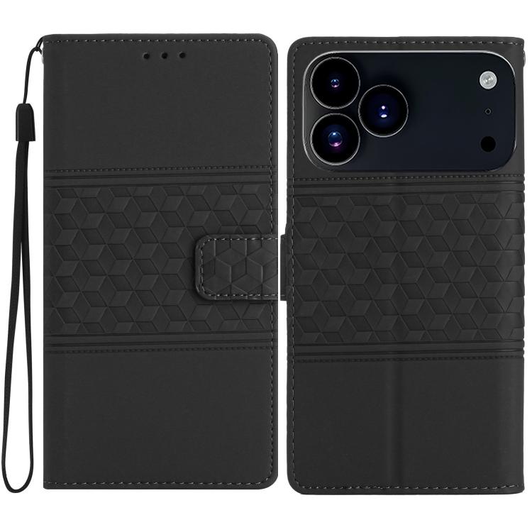 Diamond Embossed Skin Feel Leather Phone Case, For iPhone 16e / 17e, For iPhone 17 Pro Max, For iPhone 17 Pro, For iPhone 17