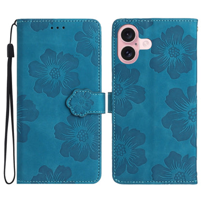 Flower Embossing Pattern Leather Phone Case, For iPhone Air, For iPhone 16 Pro Max, For iPhone 16 Pro, For iPhone 16 Plus