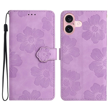 Flower Embossing Pattern Leather Phone Case, For iPhone Air, For iPhone 16 Pro Max, For iPhone 16 Pro, For iPhone 16 Plus