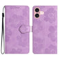 Flower Embossing Pattern Leather Phone Case, For iPhone Air, For iPhone 16 Pro Max, For iPhone 16 Pro, For iPhone 16 Plus
