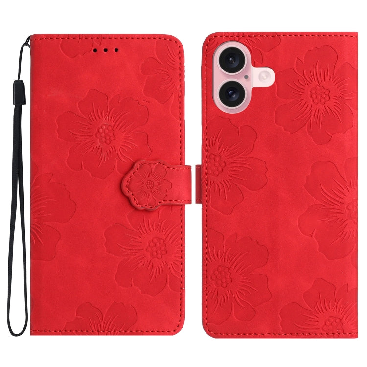 Flower Embossing Pattern Leather Phone Case, For iPhone Air, For iPhone 16 Pro Max, For iPhone 16 Pro, For iPhone 16 Plus