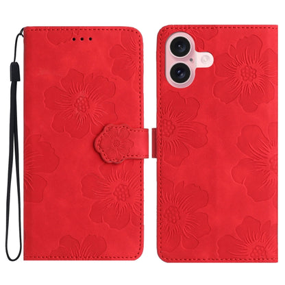 Flower Embossing Pattern Leather Phone Case, For iPhone Air, For iPhone 16 Pro Max, For iPhone 16 Pro, For iPhone 16 Plus