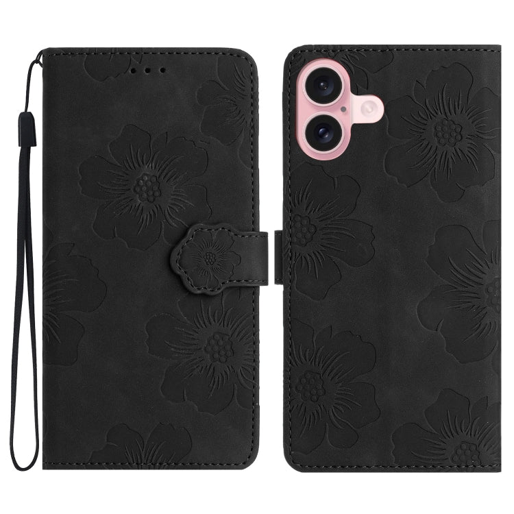 Flower Embossing Pattern Leather Phone Case, For iPhone Air, For iPhone 16 Pro Max, For iPhone 16 Pro, For iPhone 16 Plus