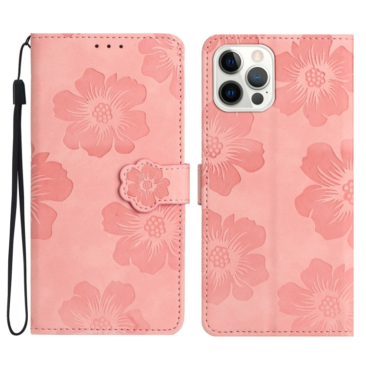 Flower Embossing Pattern Leather Phone Case, For iPhone Air, For iPhone 16 Pro Max, For iPhone 16 Pro, For iPhone 16 Plus