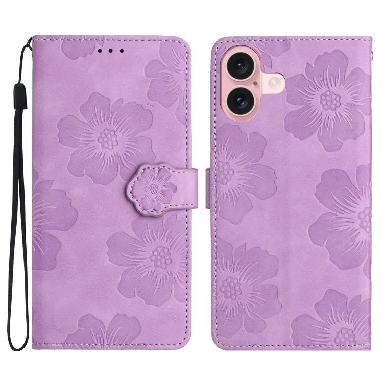 Flower Embossing Pattern Leather Phone Case, For iPhone 16e / 17e, For iPhone 17 Pro Max, For iPhone 17 Pro, For iPhone 17