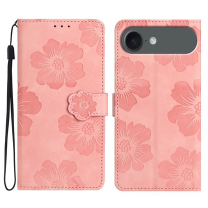 Flower Embossing Pattern Leather Phone Case, For iPhone Air, For iPhone 16 Pro Max, For iPhone 16 Pro, For iPhone 16 Plus