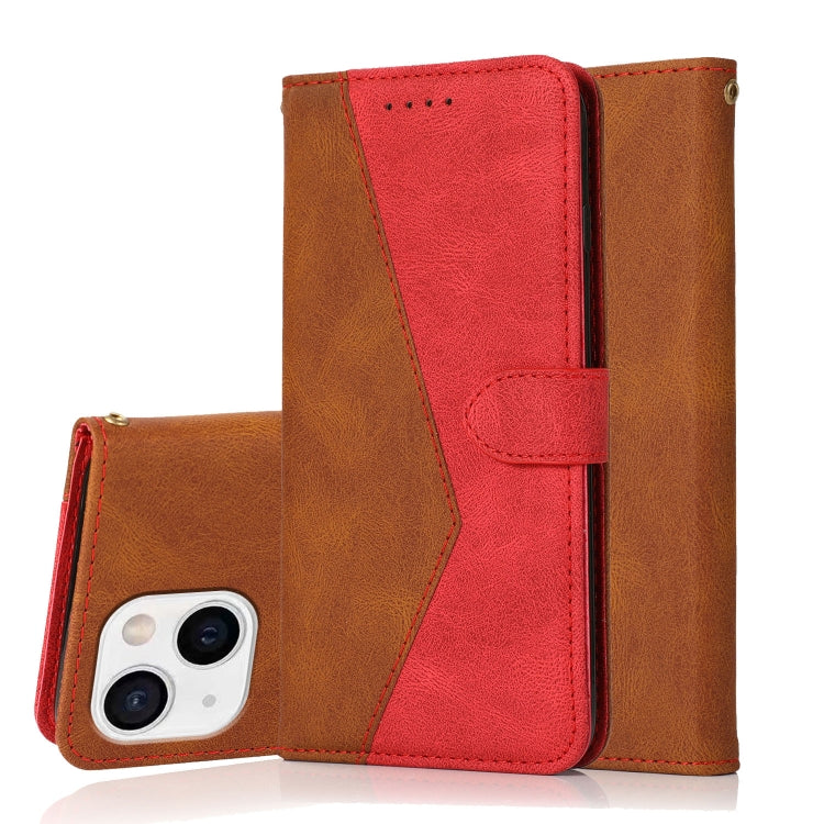 Dual-color Stitching Leather Phone Case, For iPhone 15