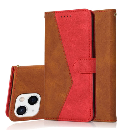 Dual-color Stitching Leather Phone Case, For iPhone 15