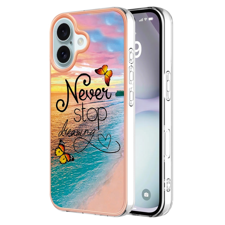 Electroplating Pattern IMD TPU Shockproof Case, For iPhone 16 Pro Max, For iPhone 16 Pro, For iPhone 16 Plus, For iPhone 16