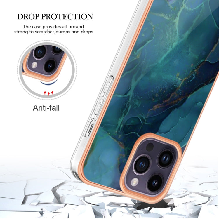 Electroplating Marble Dual-side IMD Phone Case, For iPhone 16 Pro Max, For iPhone 16 Pro, For iPhone 16 Plus, For iPhone 16