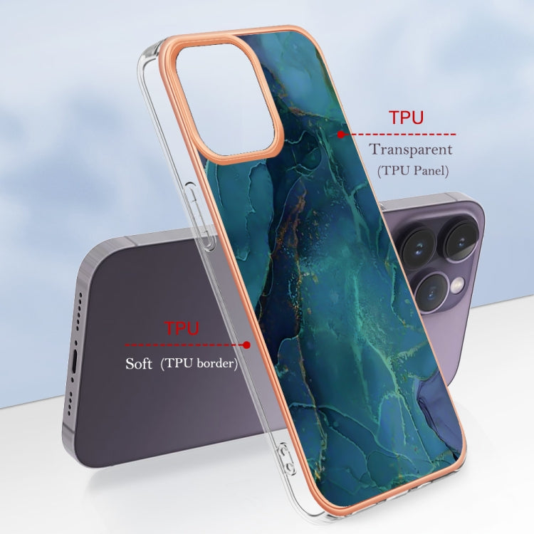 Electroplating Marble Dual-side IMD Phone Case, For iPhone 16 Pro Max, For iPhone 16 Pro, For iPhone 16 Plus, For iPhone 16