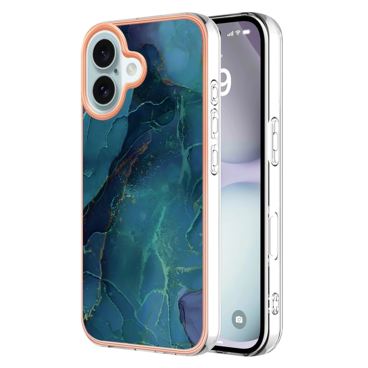 Electroplating Marble Dual-side IMD Phone Case, For iPhone 16 Pro Max, For iPhone 16 Pro, For iPhone 16 Plus, For iPhone 16