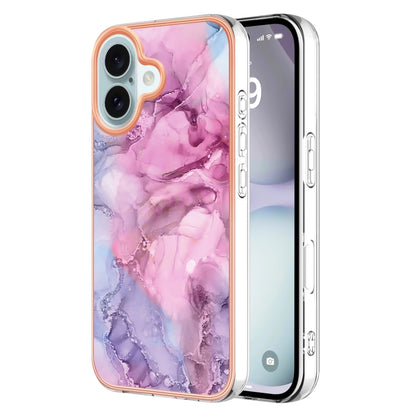 Electroplating Marble Dual-side IMD Phone Case, For iPhone 16 Pro Max, For iPhone 16 Pro, For iPhone 16 Plus, For iPhone 16