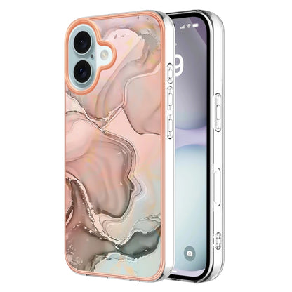 Electroplating Marble Dual-side IMD Phone Case, For iPhone 16 Pro Max, For iPhone 16 Pro, For iPhone 16 Plus, For iPhone 16