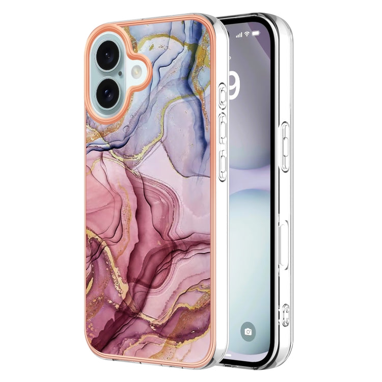 Electroplating Marble Dual-side IMD Phone Case, For iPhone 16 Pro Max, For iPhone 16 Pro, For iPhone 16 Plus, For iPhone 16